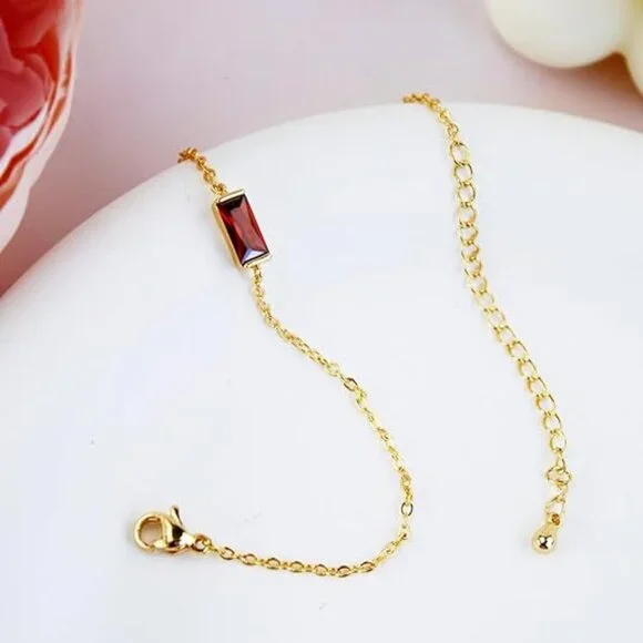 NEW January Birthstone 14K Gold Plated Chain Bracelet - Picture 1 of 4